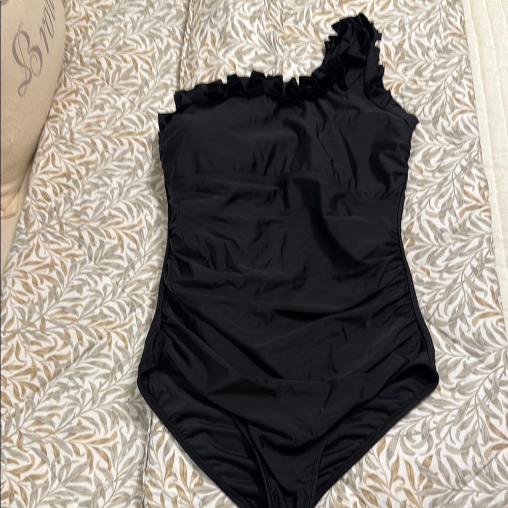 Black One-Shoulder Kids One Piece